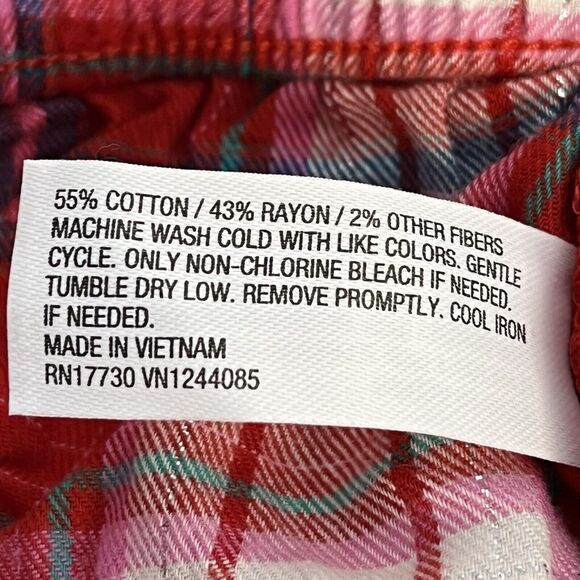 Colsie Women Holiday Red Plaid Woven Wide Leg Drawstring Pajama Comfy Pants NEW! - Picture 7 of 8